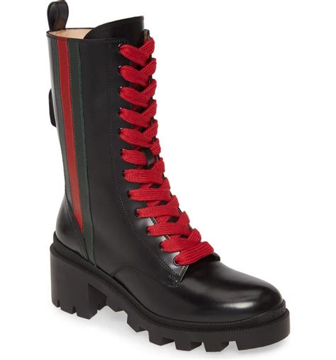 gucci combat boots sale|gucci print thigh high boots.